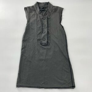 Hale‎ Bob Grey Cotton Sleeveless Eyelet Trim Boho Minimalist mini dress NWOT